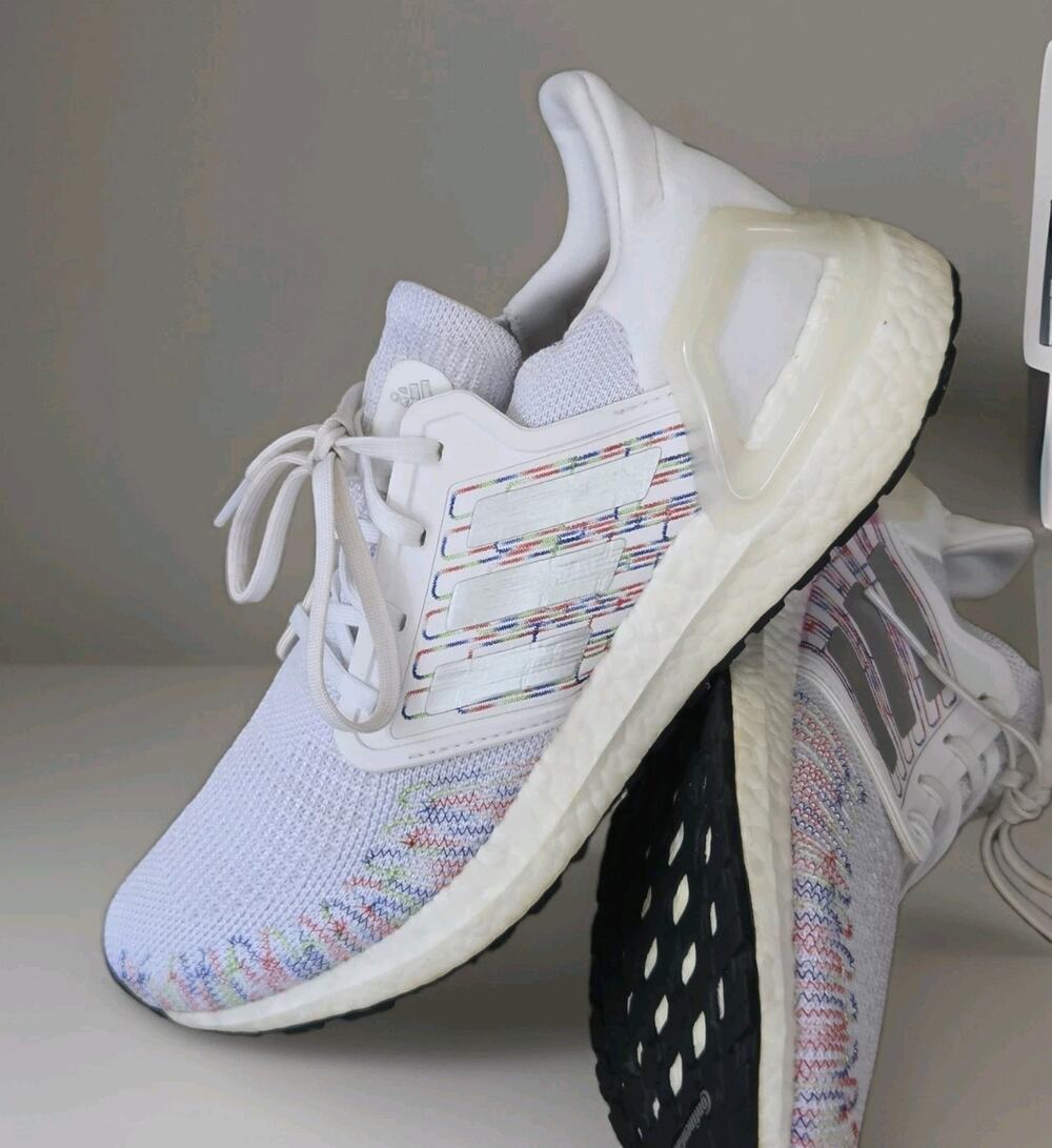 B6 Adidas Ultraboost 20 Women's US 8.5 White Multicolor Running Shoes